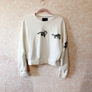 Alice in Wonderland Cat White Jeweled Sweatshirt